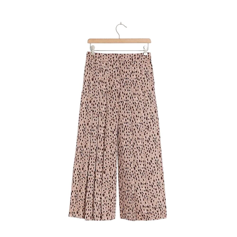 Anthropologie Maeve Leopard Print Isobel Wide Leg Crop Pant Small BOHO